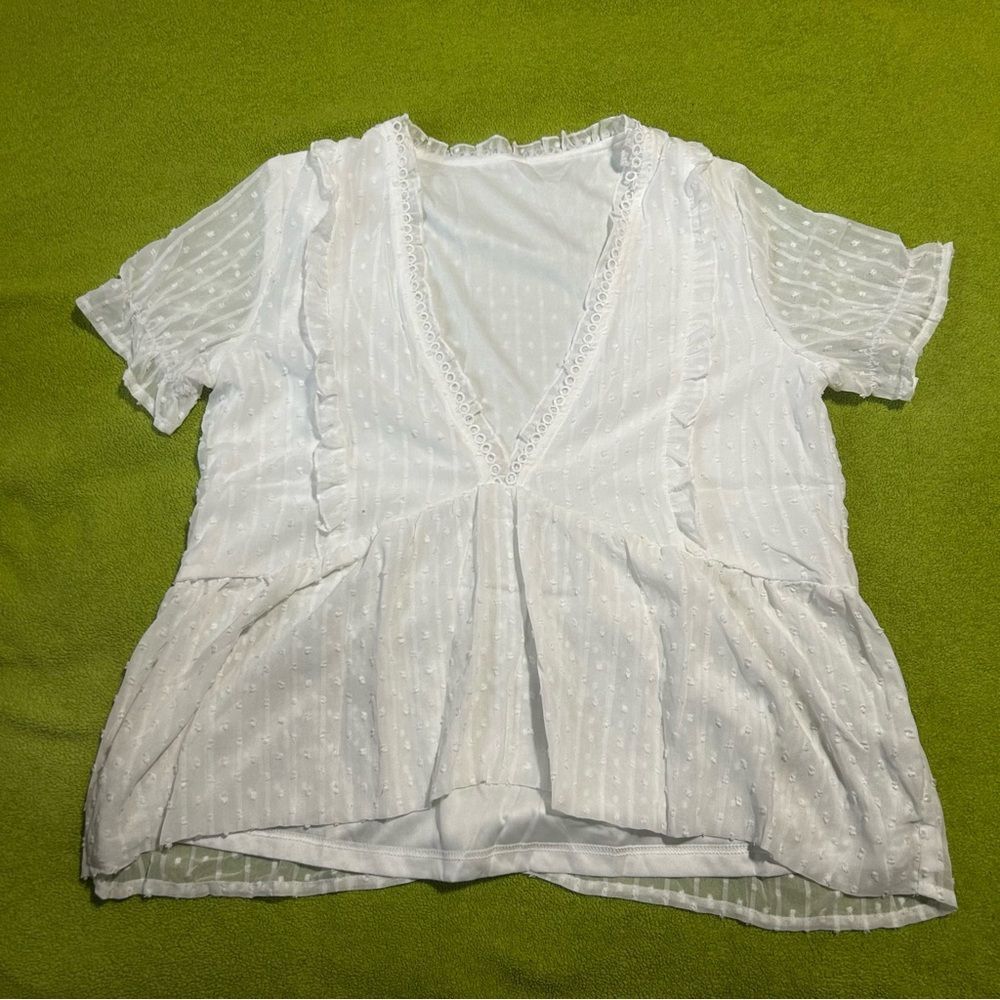 Chic White Ruffle Blouse - Picture 2 of 4